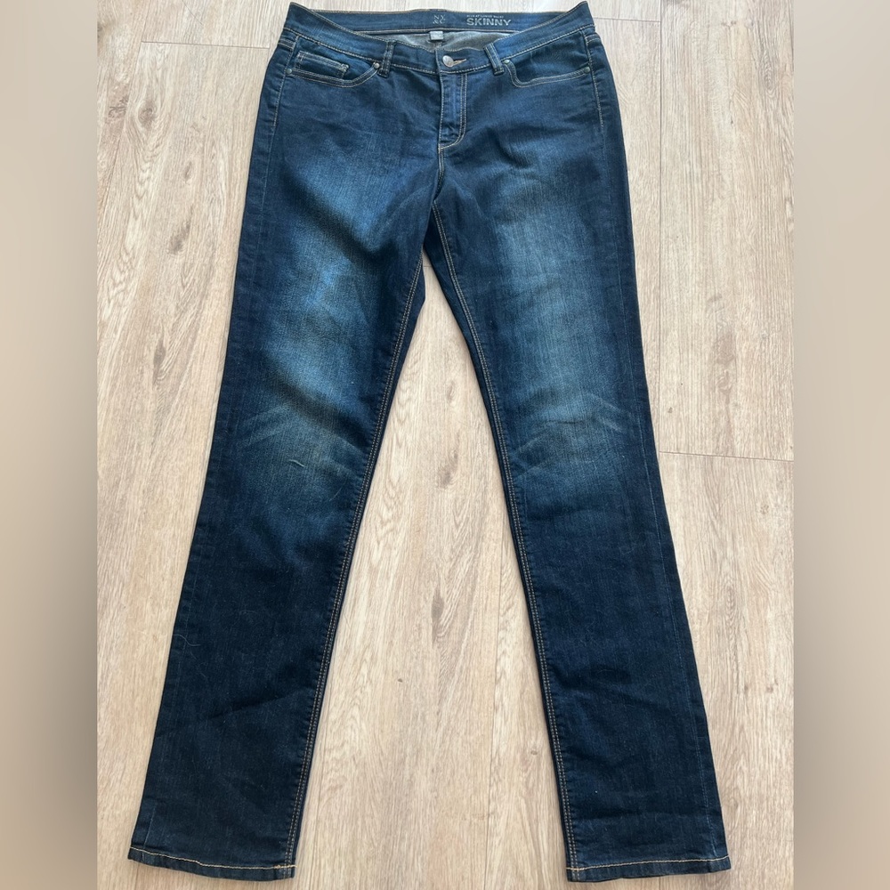 NY & CO, New York and Company Stretch Skinny Blue Indigo Jeans, 8